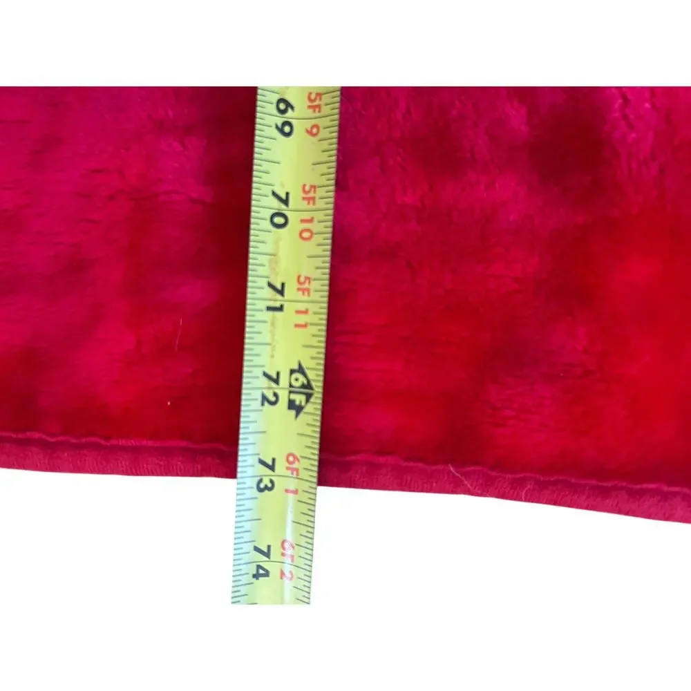 Vintage Wonu Korean mink reversible blanket vibrant red rose floral 73x88”